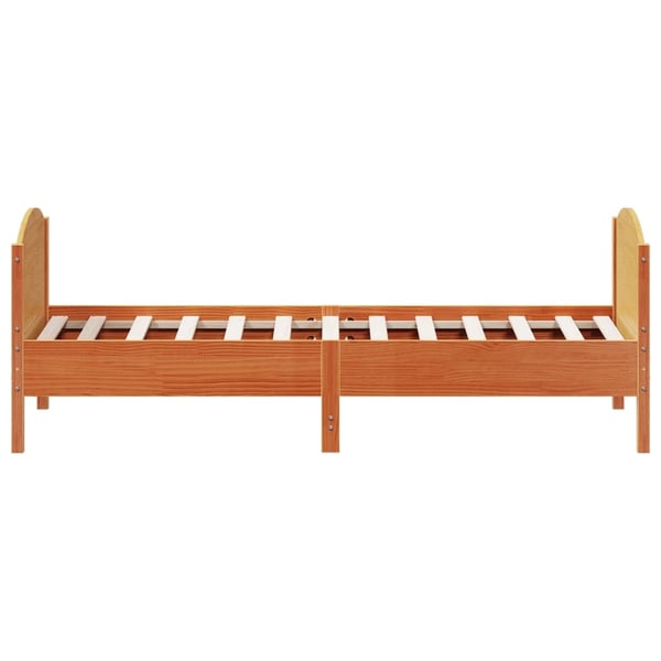vidaXL Sengeramme uten madrass voksbrun 90x200 cm heltre furu
