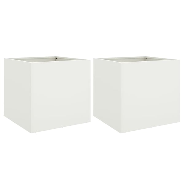 vidaXL Plantekasser 2 stk hvit 42x40x39 cm stål