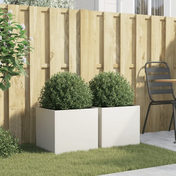 vidaXL Plantekasser 2 stk hvit 42x40x39 cm stål