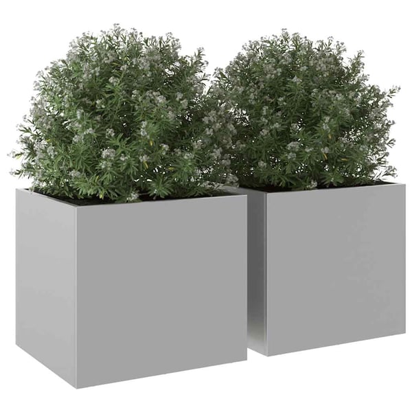 vidaXL Plantekasser 2 stk sølv 32x30x29 cm rustfritt stål