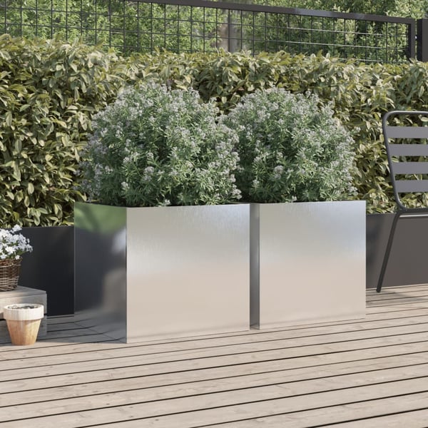 vidaXL plantekasser 2 stk. 49x47x46 cm rustfrit stål sølvfarvet