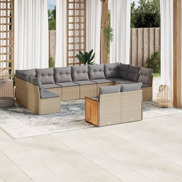 vidaXL sofasæt til haven 12 dele med hynder polyrattan beige