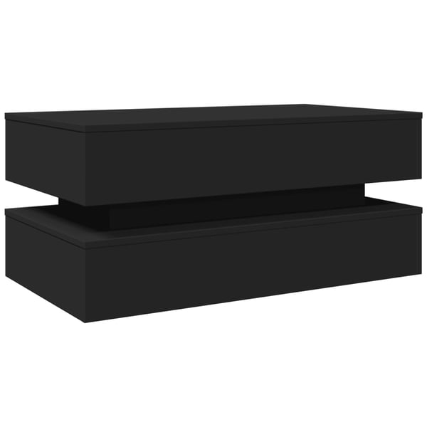 vidaXL sofabord med LED-lys 90x50x40 cm sort