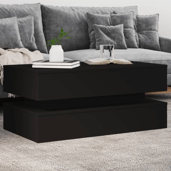 vidaXL Soffbord med LED svart 90x50x40 cm