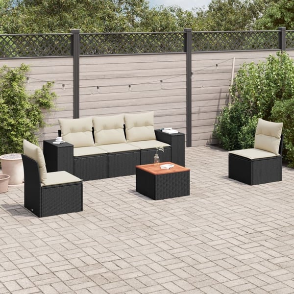 vidaXL Loungegrupp med dynor 6 delar svart konstrotting
