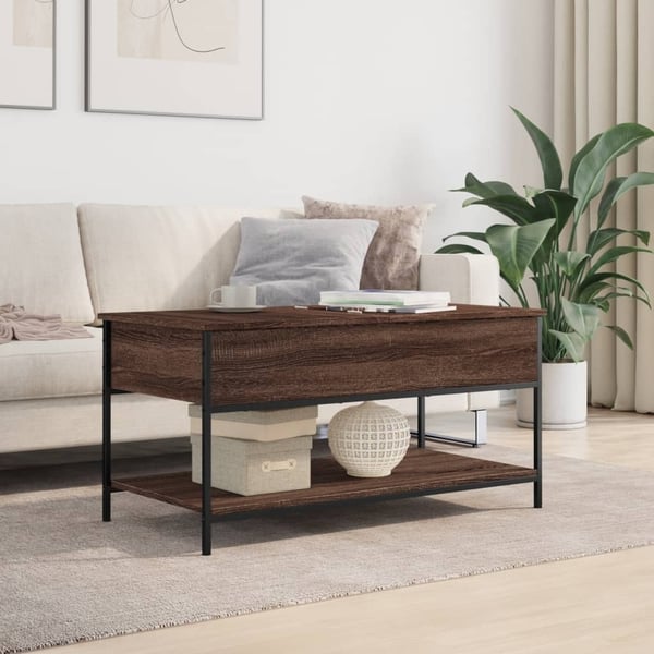 vidaXL Salongbord brun eik 100x50x50 cm konstruert tre og metall