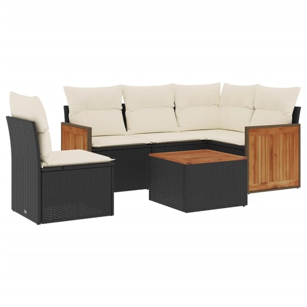 vidaXL Loungegrupp med dynor 6 delar svart konstrotting