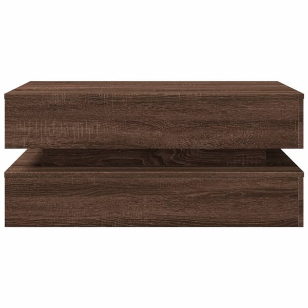 vidaXL sofabord med LED-lys 90x50x40 cm brun egetræsfarve