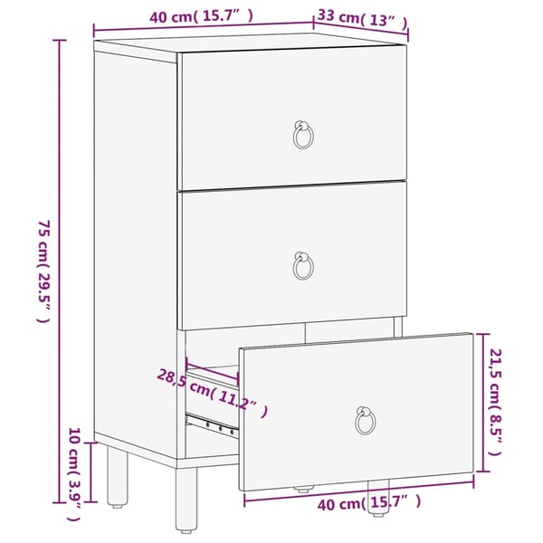 vidaXL Sideskap 40x33x75 cm heltre mango