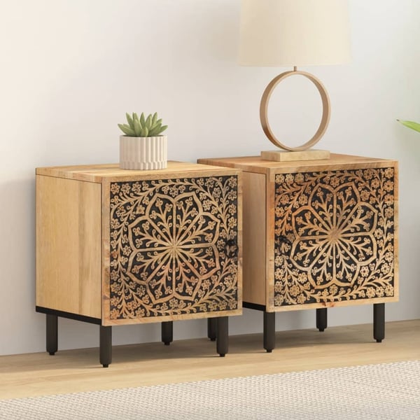 vidaXL Nattbord 2 stk 40x33x46 cm heltre mango