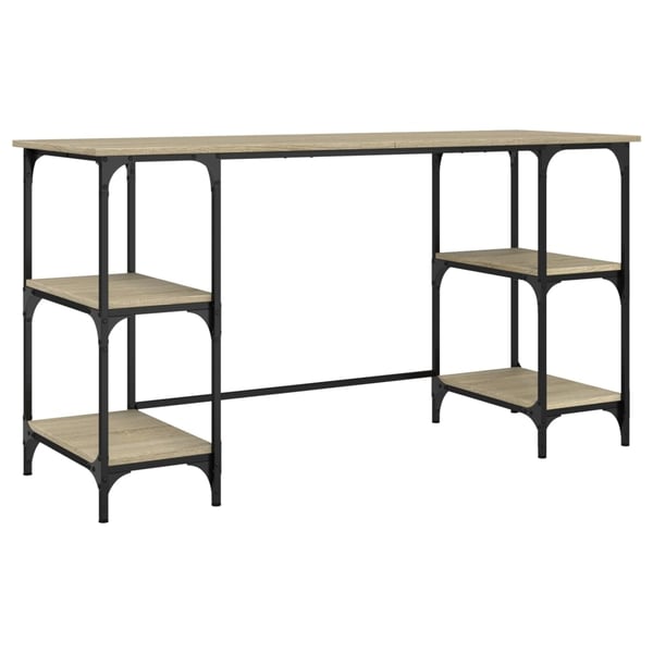 vidaXL Skrivebord sonoma eik 140x50x75 cm metall og konstruert tre