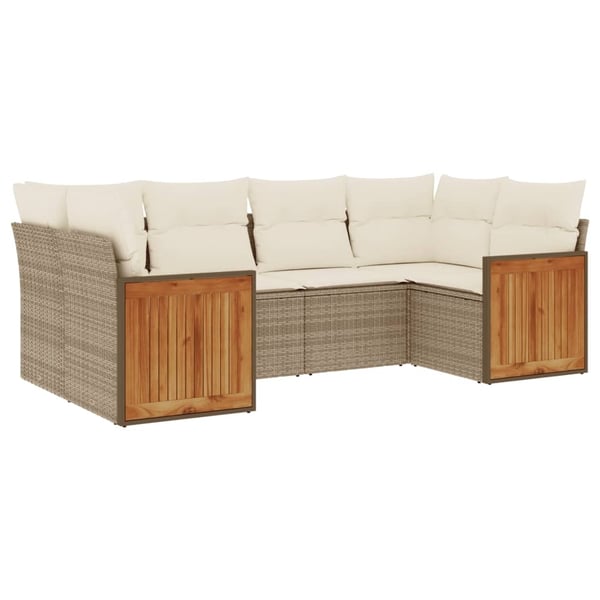 vidaXL sofasæt til haven 6 dele med hynder polyrattan beige