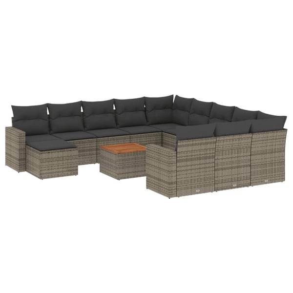vidaXL sofasæt til haven 13 dele med hynder polyrattan grå