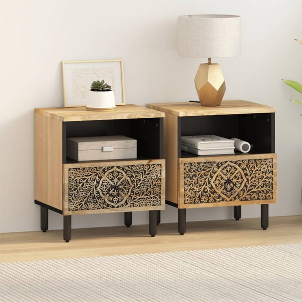 vidaXL sengeborde 2 stk. 40x33x46 cm massivt mangotræ