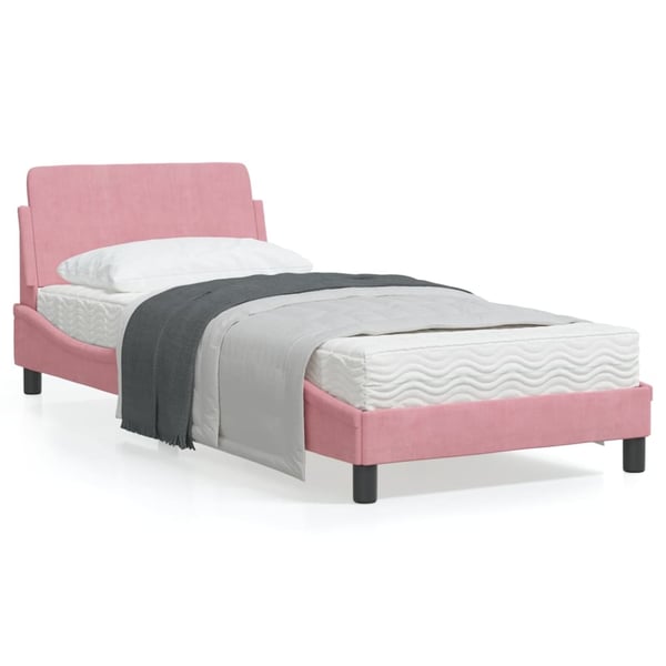 vidaXL sengeramme med sengegavl Dover Pink 90x190 cm Fløjl