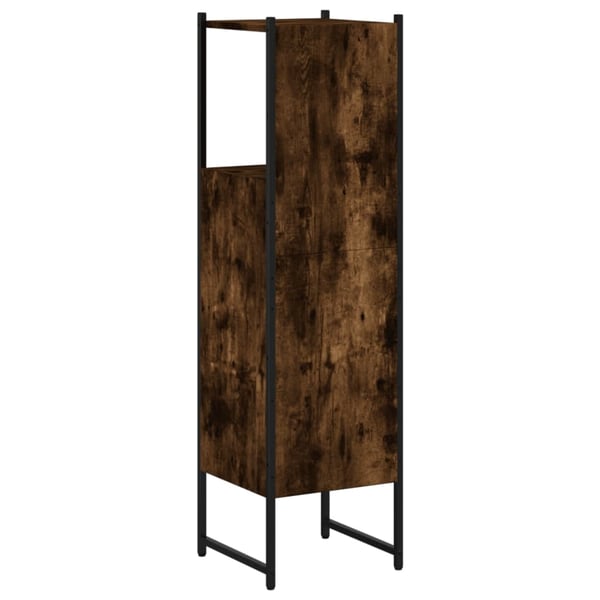 vidaXL badeværelsesskab 33x33x120,5 cm konstrueret træ røget egetræ