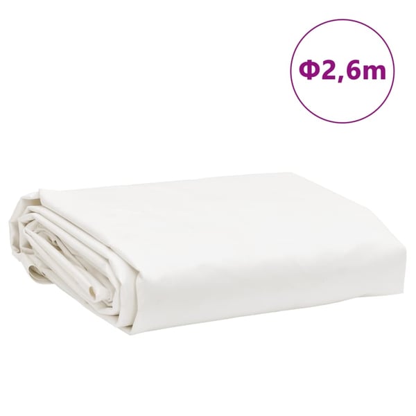 vidaXL presenning Ø 2,6 m 650 g/m² hvid