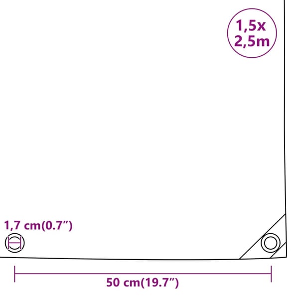 vidaXL Presenning blå 1,5x2,5 m 650 g/m²