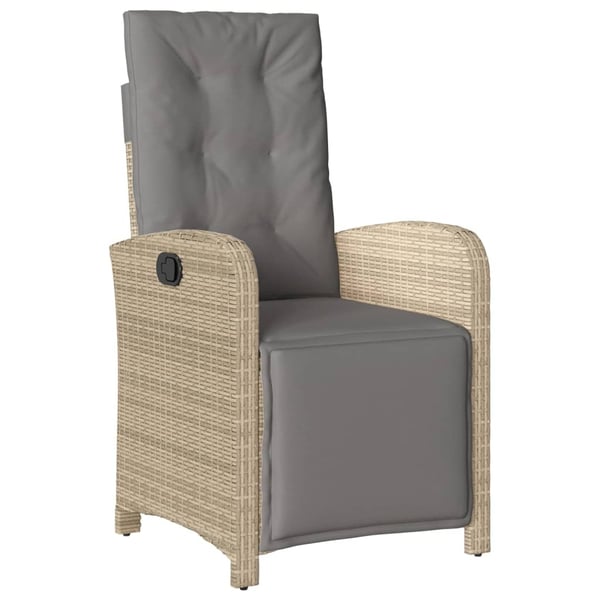vidaXL spisebordssæt til haven 7 dele med hynder polyrattan beige