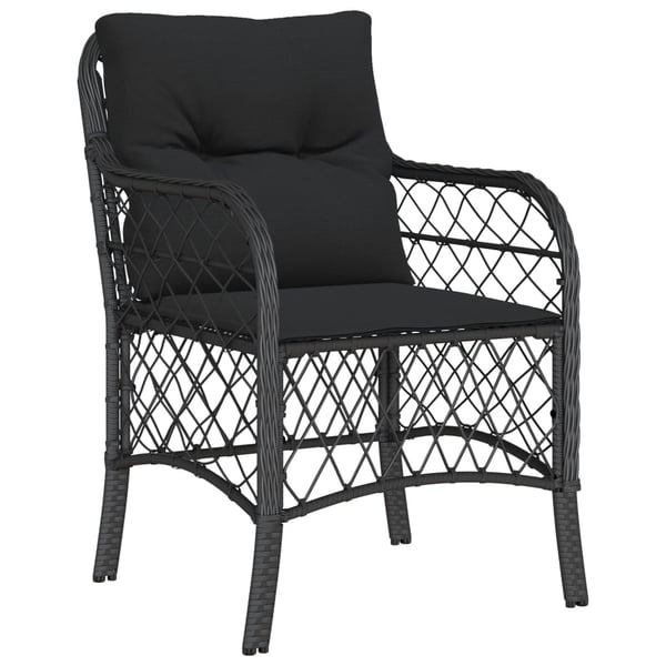 vidaXL spisebordssæt til haven 7 dele med hynder polyrattan sort
