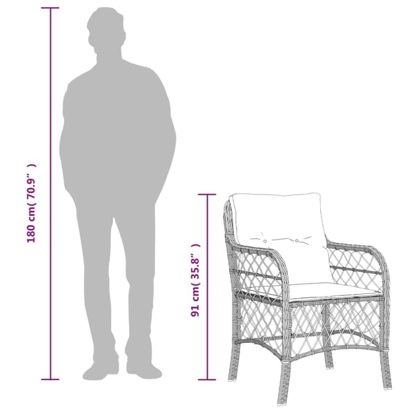vidaXL spisebordssæt til haven 9 dele med hynder polyrattan sort