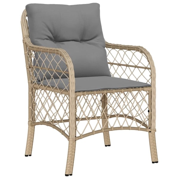 vidaXL spisebordssæt til haven 7 dele med hynder polyrattan beige