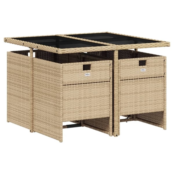 vidaXL spisebordssæt til haven 5 dele med hynder polyrattan beige