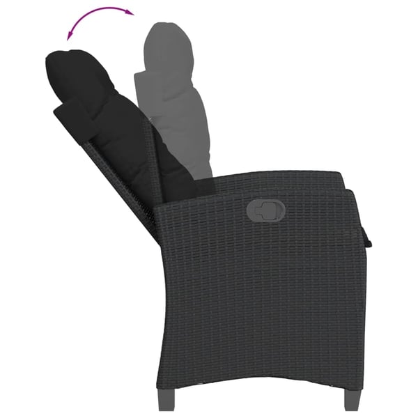 vidaXL spisebordssæt til haven 9 dele med hynder polyrattan sort