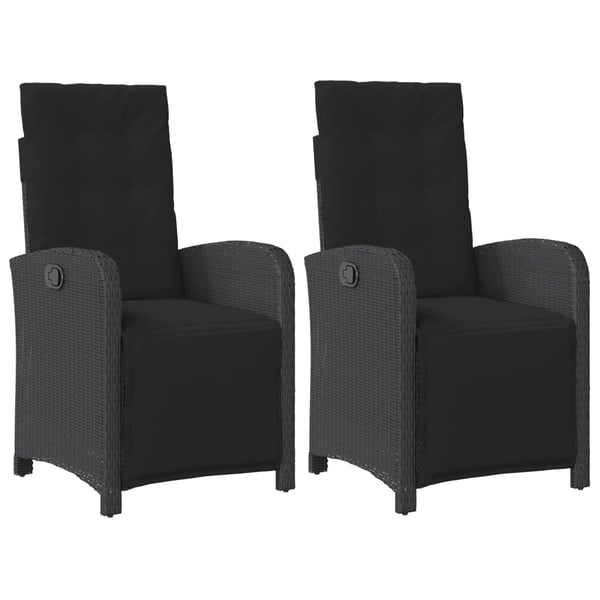 vidaXL havestole 2 stk. med lænefunktion og fodstøtte polyrattan sort
