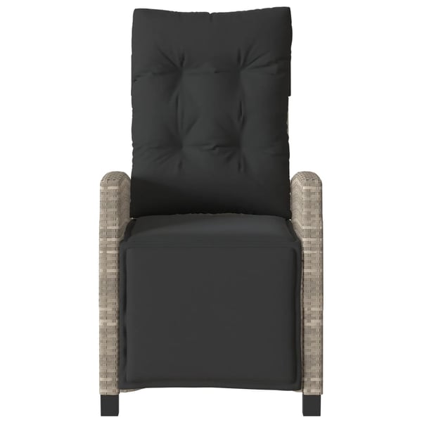 vidaXL havestol med lænefunktion og fodstøtte polyrattan lysegrå