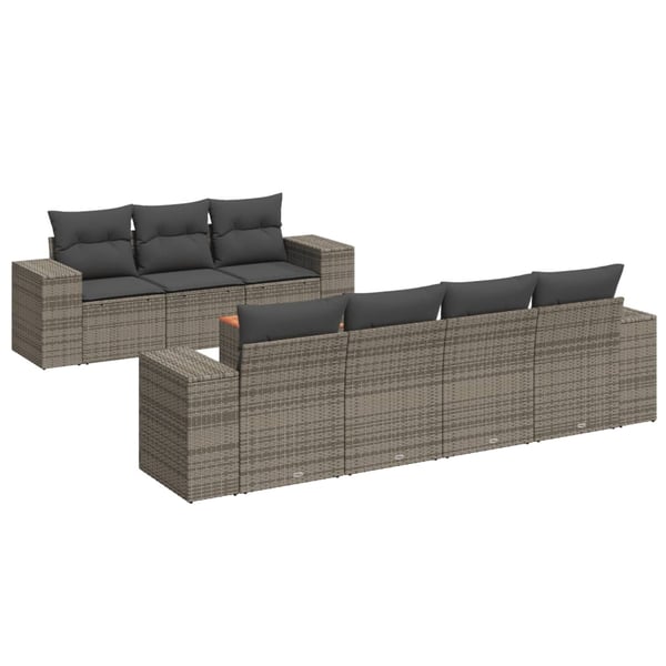 vidaXL sofasæt til haven 8 dele med hynder polyrattan grå