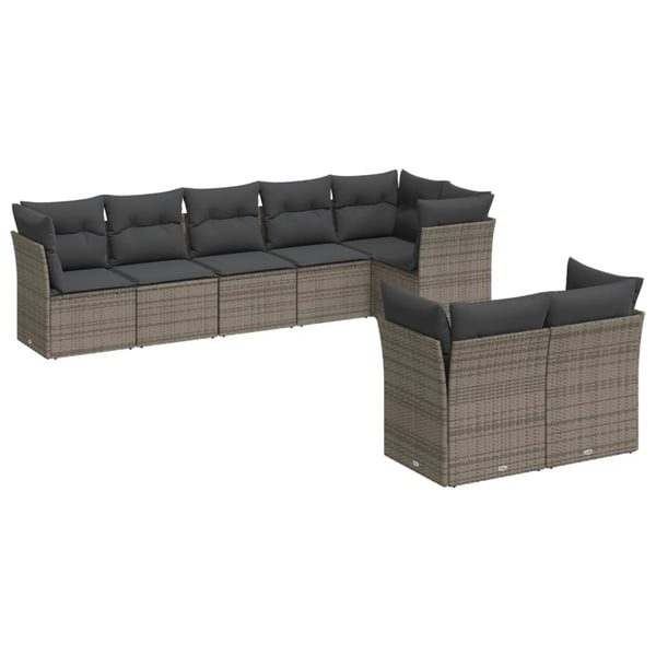 vidaXL sofasæt til haven 8 dele med hynder polyrattan grå