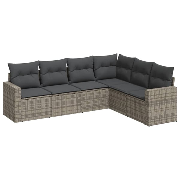vidaXL sofasæt til haven 6 dele med hynder polyrattan grå