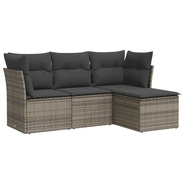 vidaXL sofasæt til haven 4 dele med hynder polyrattan grå