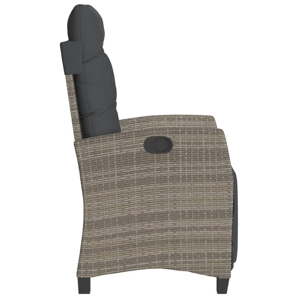 vidaXL havestole 2 stk. med lænefunktion og fodstøtte polyrattan grå