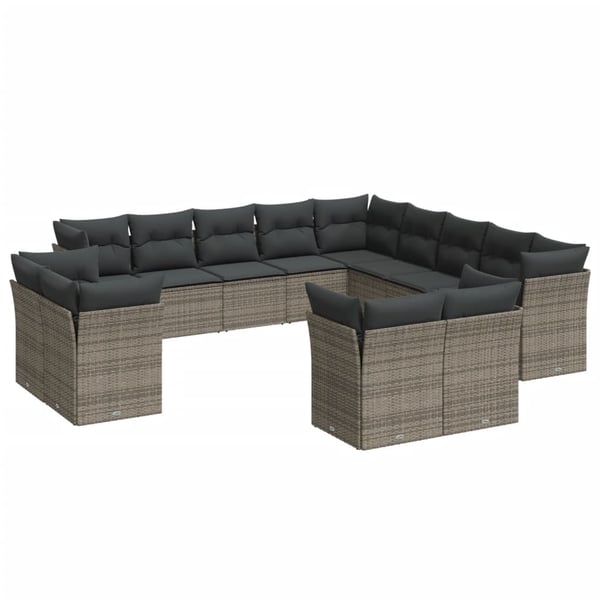 vidaXL sofasæt til haven 13 dele med hynder polyrattan grå