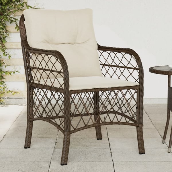 vidaXL havestole med hynder 2 stk. polyrattan brun