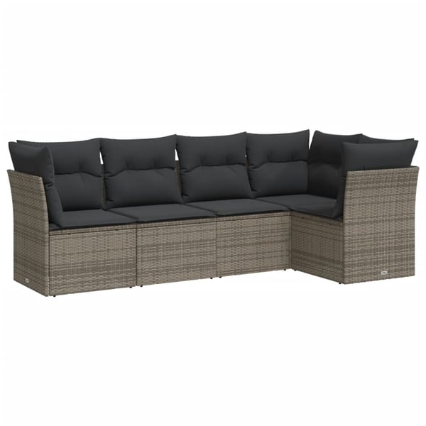 vidaXL sofasæt 5 dele med hynder polyrattan grå