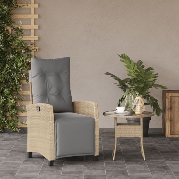 vidaXL havestol med lænefunktion og fodstøtte polyrattan blandet beige