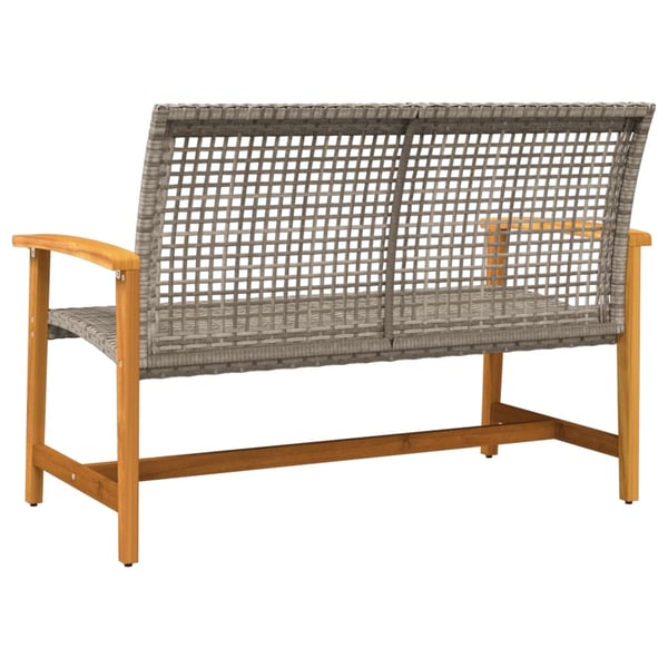 vidaXL havebænk 112 cm polyrattan og akacietræ grå