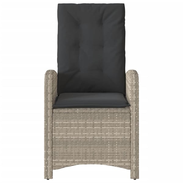 vidaXL havestol med lænefunktion og hynder polyrattan lysegrå