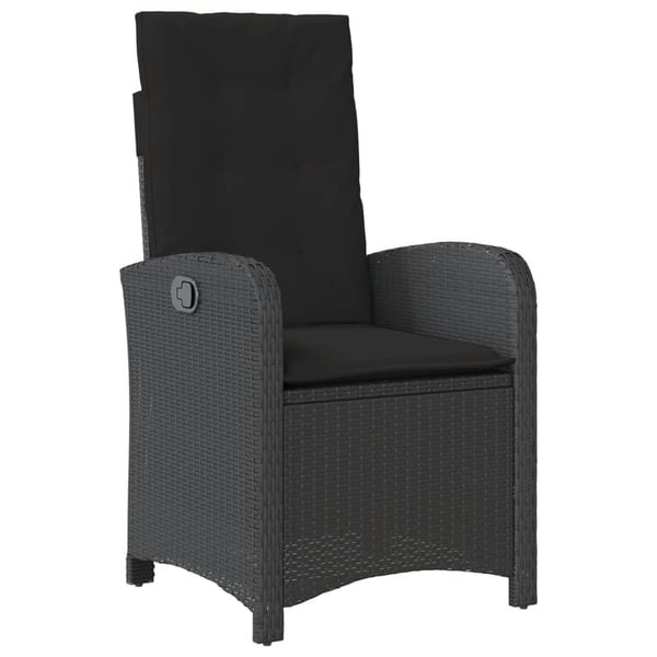 vidaXL havestole med hynder 2 stk. justerbart ryglæn polyrattan sort