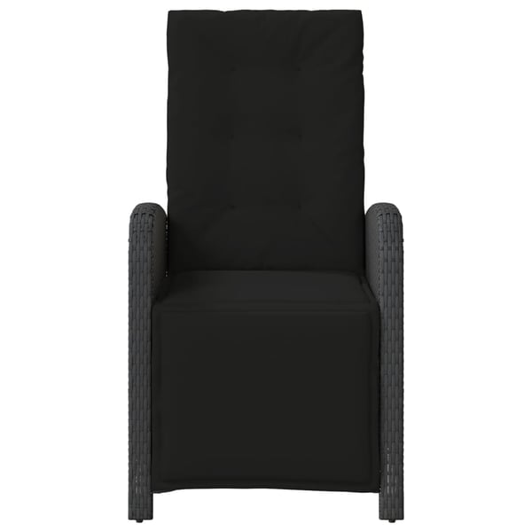 vidaXL havestol med justerbart ryglæn og fodstøtte polyrattan sort