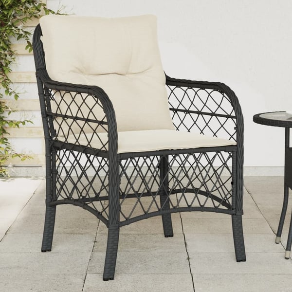vidaXL havestole med hynder 2 stk. polyrattan sort