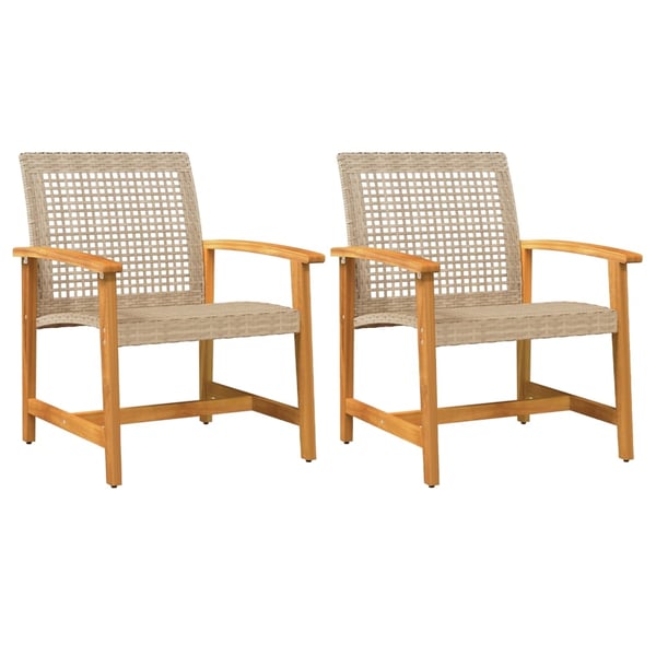 vidaXL havestole 2 stk. polyrattan og akacietræ beige