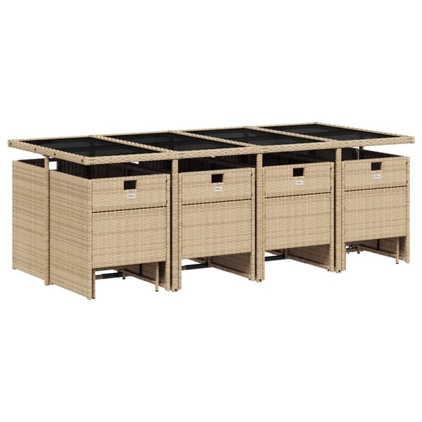vidaXL spisebordssæt til haven 13 dele med hynder polyrattan beige