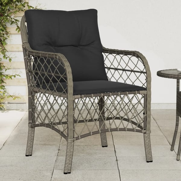 vidaXL havestole med hynder 2 stk. polyrattan grå