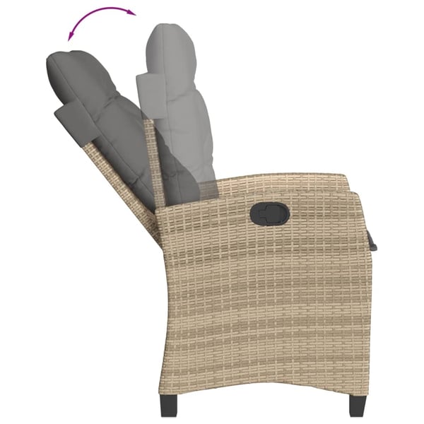 vidaXL havestol med lænefunktion og hynder polyrattan blandet beige