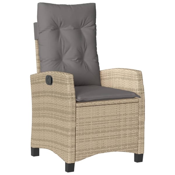 vidaXL havestol med lænefunktion og hynder polyrattan blandet beige