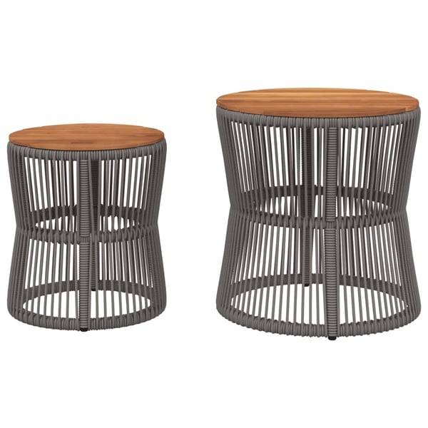 vidaXL Utendørs sidebord med treplate 2 stk grå polyrotting